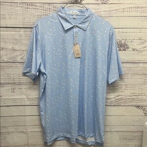 NWT Peter Millar Blue Golf Polo with Tiny White Sunglasses